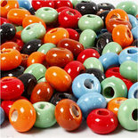 Keramiek links, d: 15 mm, gatgrootte 5,5 mm, kleuren assorti, 300stuks