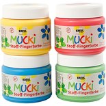 Muck Vingerverf, blauw, groen, rood, geel, 4x150 ml/ 1 doos