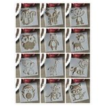 Sjablonen Tekenen - Stencils Tekenen - Dieren Sjablonen - Giraffe, Tijger, Uil, Olifant, Beer - 12 stuks