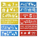 Teken Sjablonen - Stencils Tekenen - Bullet Journal - Handlettering - Dieren - Cijfers - Letters - Feest - 12 stuks