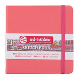 Schetsboek - Tekenboek - Harde kaft - Met Elastiek - Coral Red - 12x12cm - 140gr - 80 blz - Talens - 1 stuk