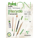 Karton - Mixed Media Blok - Recylced Wit - A3 - 250 grams - ClaireFontaine - 30 vellen