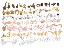 Sieraden Hangers - Allerlei, Figuren - Sterren, Strikjes, Dieren, Schelpjes - Mix - 100 stuks