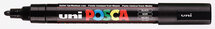 Krijtstift - Chalkmarker - Universele Marker - Uni Posca Marker - 24 zwart - PC-5M - 2,5mm - Medium Punt - 1 stuk