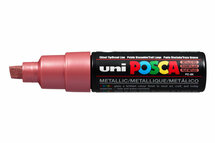 Krijtstift - Chalkmarker - Universele Marker - Uni Posca Marker - Metalic Rood - PC-8K - 8mm - Beitelpunt - Large - 1 stuk