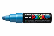 Krijtstift - Chalkmarker - Universele Marker - Uni Posca Marker - Metalic Blauw - PC-8K - 8mm - Beitelpunt - Large - 1 stuk