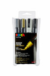 Markers - Permanent Stiften - Zwart, Wit, Goud, Zilver - 1,8-2,5mm - Posca - 4 stuks