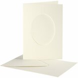 Passepartout Kaarten - Off-White - Ovaal Zonder Rand - DIY Creatieve Kaarten Voor Hobby - Decoratieve Kaarten Met Envelop - Formaat 10,5x15cm - Envelop 11,5x16,5cm - Set Van 10