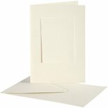 Passepartout Kaarten - Off-White DIY Kaarten - Kaarten met Enveloppen - 10,5x15cm - Rechthoekig - 10 Stuks in 1 Doos