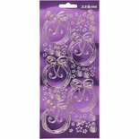 Stickers Goud - Transparante Kerstballen Stickers - Zelfklevende Gouden Stickervellen - Paars Glitterdesign - DIY Kaarten Maken - Scrapbooking - 10x23 cm