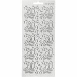 Stickers Zilver - Kaarsen Stickers - Zelfklevende Stickervellen Met Kaarsen Thema - DIY Feestelijke Versiering & Scrapbooking - 10x23 cm