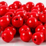 Houten Kralen - Rood - Rode Houten Kralen - DIY Sieraden Maken - Creatieve Decoratieve Kralen - Diameter 12mm - Gatgrootte 3mm - 22g