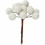 Witte Kunstbessen - Polyfoam Bessen Decoratie - DIY Herfstknutsels - Bloemstukken Versiering - Decoratieve Bessen - 15 mm - 12 Stuks