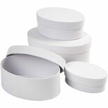 Ovale Dozen Wit - Stevig Karton - Set Van 4 - H: 4+5+6+7 cm - L: 10+12+14+16 cm - Voor Cadeaus, DIY Bewaardozen & Knutselprojecten - Wit Karton