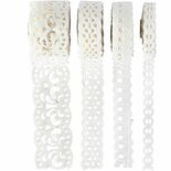Paper Lace Borders - Kant Design - Wit - B: 8-23 mm - 4x2 m - Zelfklevende Papieren Randen Voor Scrapbooking, Kaarten & Creatieve Projecten - Wit Papier
