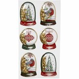 Shaker Stickers - Goudkleurige Scrapbook Stickers - Kerststickers Voor DIY Decoratie - Vogels, Bomen en Kerstballen - Formaat 49x32+45x36 mm - Set van 6 Stuks