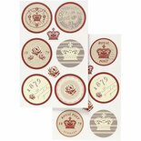 Stickers Royal - Koningsrode Stickers - Zelfklevende Feestelijke Stickervellen - DIY Kaarten Maken - Scrapbooking & Versiering - 9x14 cm - 4 Vellen