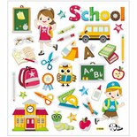 Stickers School - Kleurrijke Schoolthema Stickers - Met Glitter & Zilverfolie Details - Geschikt Voor Creatieve Projecten & Kaarten - 15x16,5 cm - 1 Set