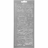 Stickers Zilver - Auto Stickers - Zelfklevende Voertuigen Stickervellen - DIY Plakstickers Voor Scrapbooking & Kaarten Maken - 10x23 cm