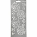 Stickers Zilver - Bloemen Stickers - Zelfklevende Plakstickers Met Bloemen Thema - DIY Kaarten Maken & Scrapbooking Decoratie - 10x23 cm