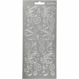 Stickers Zilver - Deco Bladeren Stickers - Zelfklevende Botanische Stickervellen - DIY Scrapbooking & Decoratie Voor Kaarten Maken - 10x23 cm