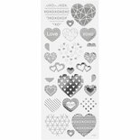 Stickers Zilver - Harten Stickers - Valentijn Thema Stickervellen - Zelfklevende Plakstickers Voor DIY Knutselen & Decoratie - 10x24 cm