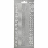 Stickers Zilver - Randen Stickers - Zelfklevende Decoratieve Stickervellen - DIY Knutselen & Hobbyprojecten - 10x23 cm