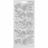 Stickers Zilver - Rozen Stickers - Romantische Zelfklevende Bloemen Stickervellen - DIY Feestelijke Decoratie & Scrapbooking - 10x23 cm