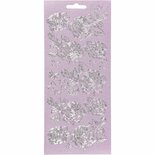 Stickers Zilver - Rozen Stickervel - Zelfklevende Plakstickers Met Bloemen Thema - DIY Valentijn & Kaarten Maken - 10x23 cm