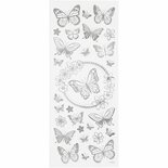 Stickers Zilver - Vlinders Stickervel - Zelfklevende Plakstickers Met Vlindermotief - DIY Scrapbooking & Feestelijke Decoratie - 10x24 cm