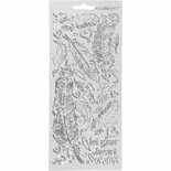 Stickers Zilver Veren - Stickervel Met Zelfklevende Veren Stickers - Creatieve DIY Decoratie Voor Kaarten & Scrapbooking - 10x23 cm - 1 Vel