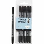 Stiften - Tekenstiften - Zwart - Permanente Dubbele Punten - Belettering, Pixel Art, Schetsen - 2,3mm + 3,6mm - 6 Stuks