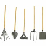 Tuingereedschap - Mini Tuingereedschap - Hobby Tuinset - Kleine Schep, Hark, Vork - Decoratieve Tuinaccessoires - Metaal En Hout - Miniatuur Gereedschap - Lengte 11 cm - Set van 5 Stuks