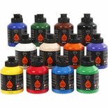 Acrylverf – Diverse Kleuren – Acrylaatverf – Acrylic paint – Hobbyverf – Sneldrogende Verf – Semi Glanzende Verf – Waterbasis Verf – Pigment Art School – 12x500 ml