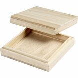 Doos - Houten Doos - Decoratieve Doos - Kleine Opbergdoos - DIY Hobby Doos - Handwerkdoos - Vierkante Doos - Knutselmateriaal Opbergdoos - Creatieve Decoratiedoos - 10x10cm / 1 Stuk