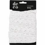 Gehaakt Kanten Lint - Wit Katoenen Rustiek Lint - DIY Decoratie Accessoire - Breedte 30 mm - Lengte 10 meter - 1 rol - Vintage Stijl - Handwerk Lint - Bruiloftsdecoratie