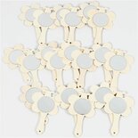 Handspiegel - Licht Houten Spiegel - DIY Decoratie & Knutselprojecten - Bloem & Vlinder Design - Houtlook Met Spiegelfolie - 13,9x9 cm - Set van 20 Stuks