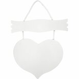 Hart Met Bord - Houten Bord Hartvorm - Decoratief Hart - DIY Houten Decoratie - Knutsel Hout - Houten Wanddecoratie - Handlettering Bord - 28x19 cm - 5 mm Dikte - 1 Stuk