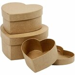 Harten Dozen - Decoratieve Harten - DIY Dozen Voor Handwerk - Hobby Opbergdozen - Hartvormige Dozen Voor Cadeautjes - Diverse Maten - Hoogte 5+6,5+7,5cm - Diameter 10+12,5+15cm - 3 Stuks / 1 Set