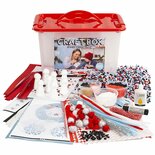 Hobbybox - Creatieve Knutselmaterialen Set - 34x24x20 cm - Inclusief Karton, Foam Clay, Lijm, Strijkkralen, Stickers, Ogen & Neuzen - Perfect voor Kinderknutselen & DIY Hobbyprojecten
