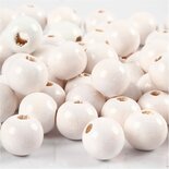 Houten Kralen - Wit - Witte Kralen van Hout - DIY Sieraden Kralen - Creatieve Kralen Voor Decoratie - Diameter 12mm - Gatgrootte 3mm - 22g