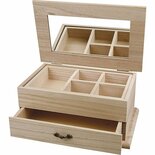 Juwelendoos - Houten Juwelendoos - DIY Decoratieve Doos - Opbergdoos Voor Sieraden - Handwerk Decoratie - Afmeting 27x17x12cm - 1 Stuk