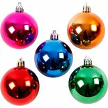 Kerstballen - Sterke Kleuren - Kerstversiering - Decoratieve Ballen - Feestdecoratie - Boomdecoratie - Diameter 6cm - 20 Stuks