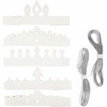 Kronen - Witte Decoratieve Kronen - Kroon Versiering Voor Feestdecoratie - DIY Kronen Voor Knutselen - Hoogte 10-16,5 cm - Lengte 60 cm - Lichtgewicht 230 Gram - Set Van 50 Stuks