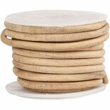 Leerkoord - Naturel Leren Koord - Hobbykoord Van Leer - Leather Cord - Draad Voor Sieraden Maken - Macramé Koord - Naturel - Dikte 4mm - Lengte 5m - 1 Rol