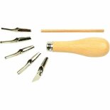 Lino Snijset - Linomes Houder & Messen - Linoleum Snijgereedschap voor Handmatig Drukken, Zeefdruk & DIY Ambachten - Set met 5 Verschillende Messen - Hoogwaardige Kwaliteit