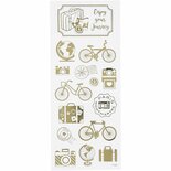 Stickers Goud - Wereld Thema Stickers - Zelfklevende Gouden Stickervellen - Reizen & Cultuur Stickers - DIY Versiering - Kaarten Maken & Scrapbooking - 10x24 cm - 1 Vel