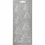 Stickers Zilver Kerstboom - Zelfklevende Stickers Met Feestelijke Kerstbomen - DIY Plakstickers Voor Scrapbooking & Knutselen - 10x23 cm - 1 Vel