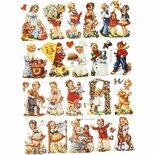 Vintage Plaatjes - Nostalgische Kinderen - 16,5x23,5cm - Set van 2 Vellen - Perfect voor Scrapbooking, Kaartenmaken en Retro Creatieve Kunstprojecten