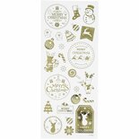 Stickers Goud - Kerst Stickers - Zelfklevende Gouden Kerst Stickervellen - Feestelijke DIY Plakstickers - Scrapbooking & Decoratie - 10x23 cm - 1 Vel